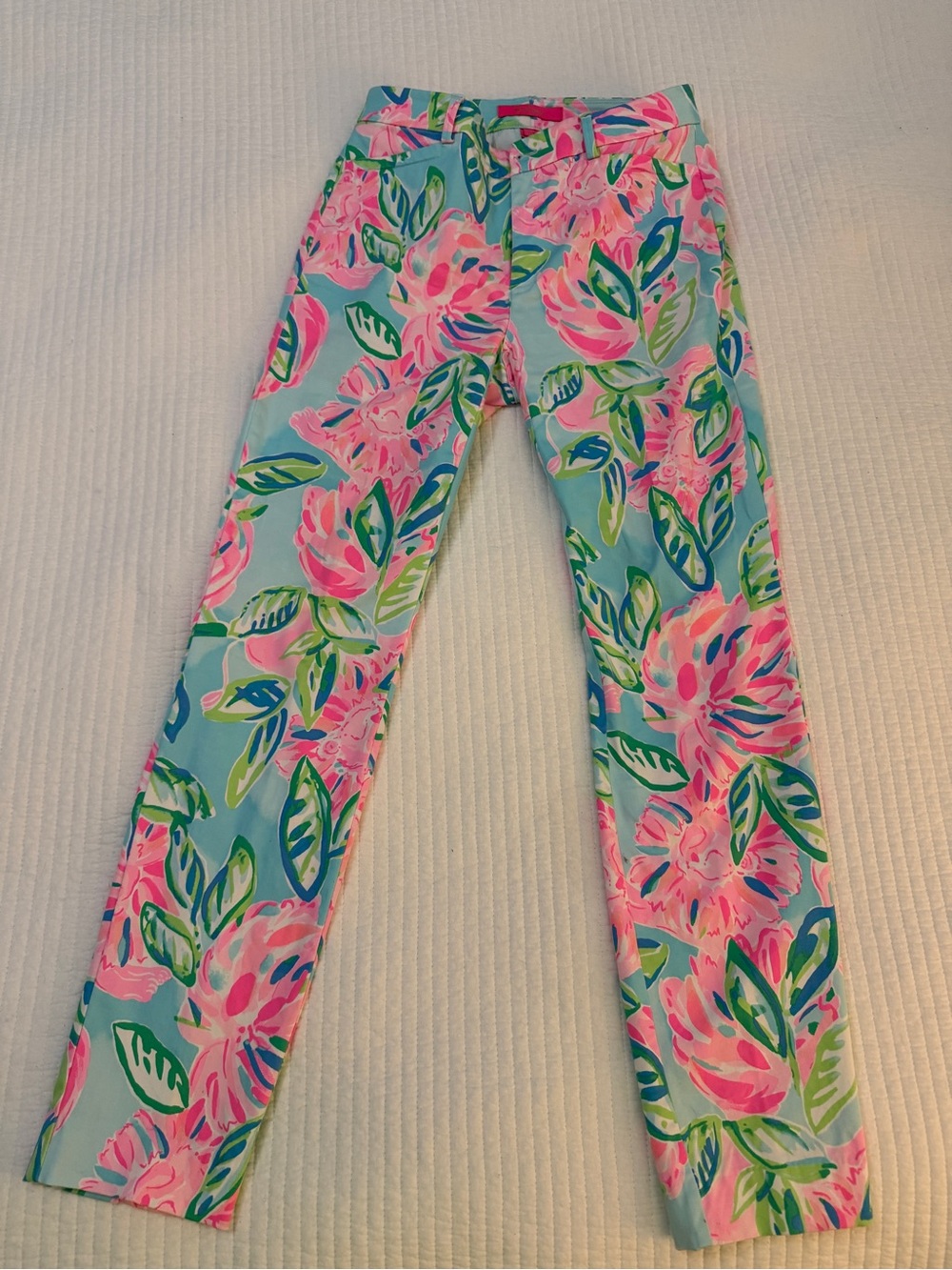 Lilly Pulitzer Floral Straight Leg Pants Pink Blue Green Size 2